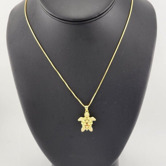Brand New Cubic Zirconia Stone Turtle Necklace - Picture 8 of 11